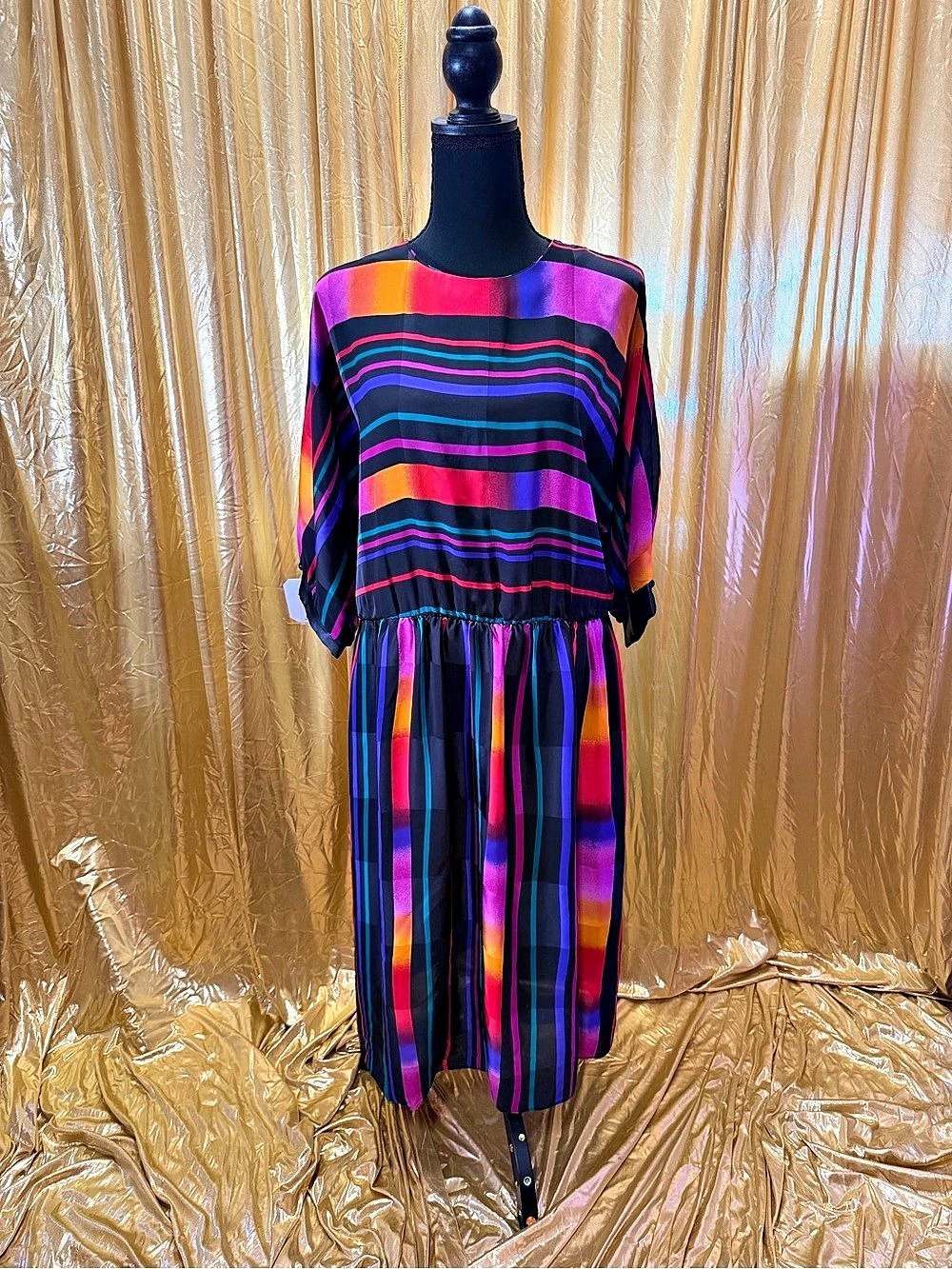 Alicia 90s Colourful Striped Dress size 12 petite